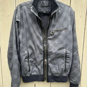 John Varvatos Gray Cotton Bomber Jacket